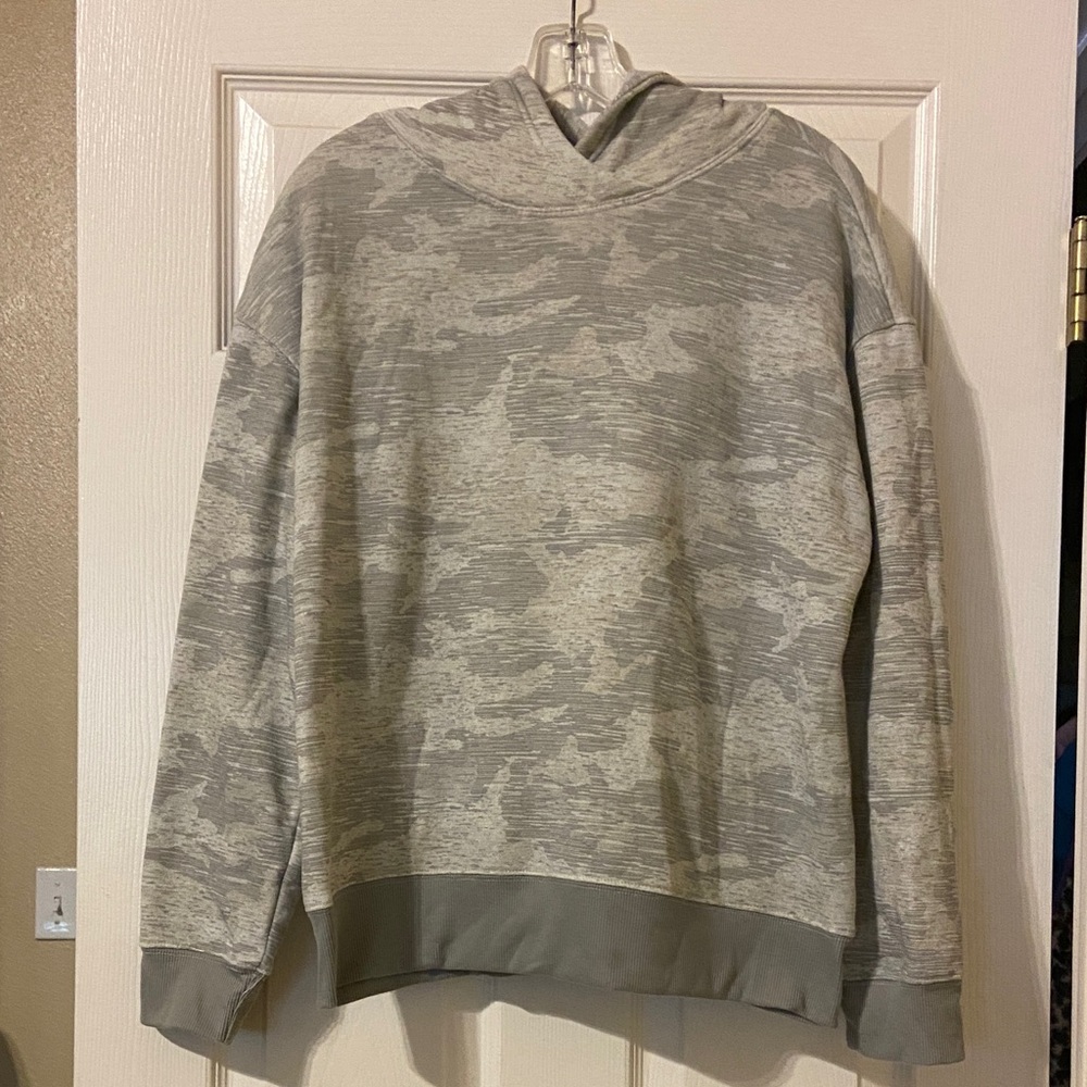 Stylish Gray Camouflage Women's Hoodie Cardigan